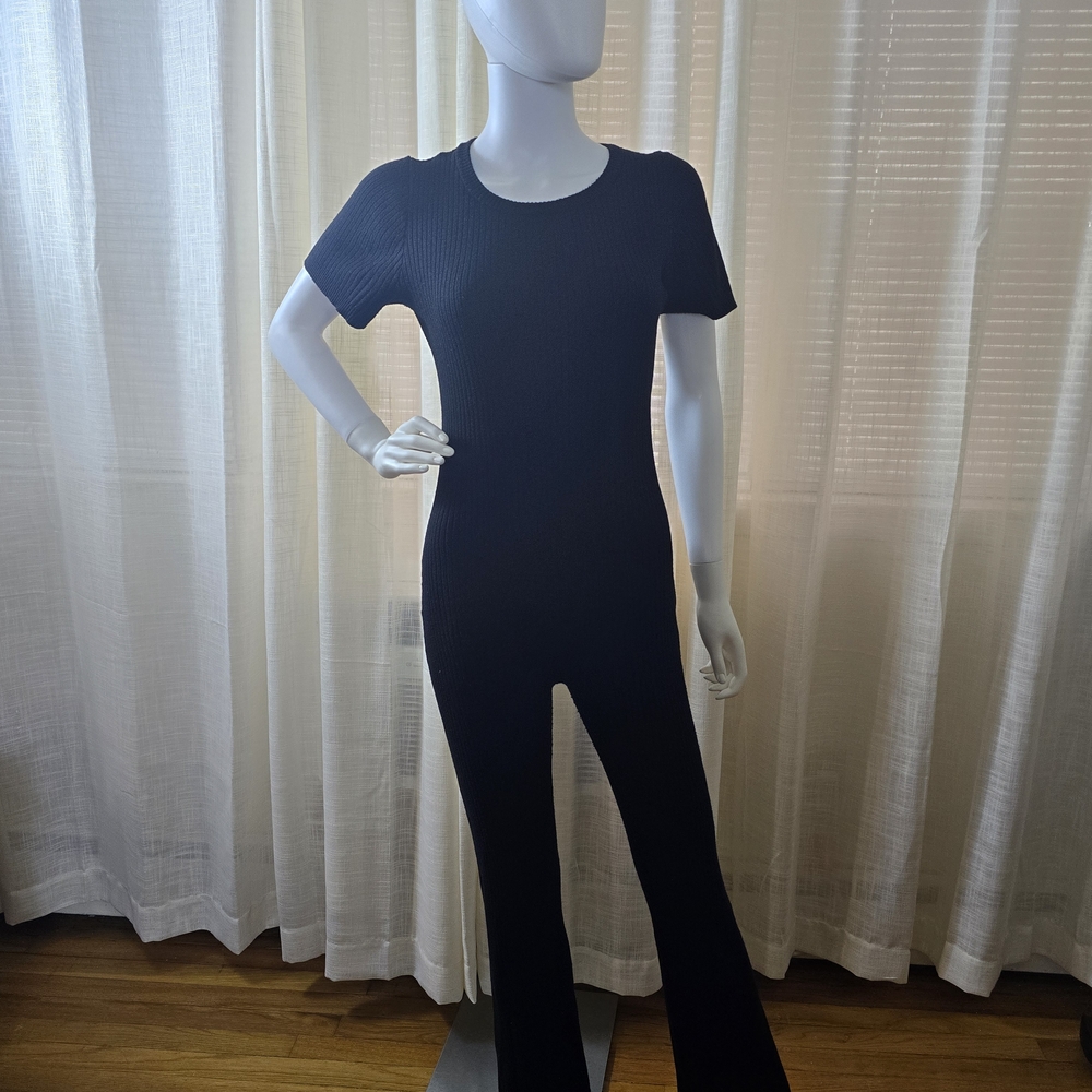 PrettyLittleThing Black Ribbed Jumpsuit